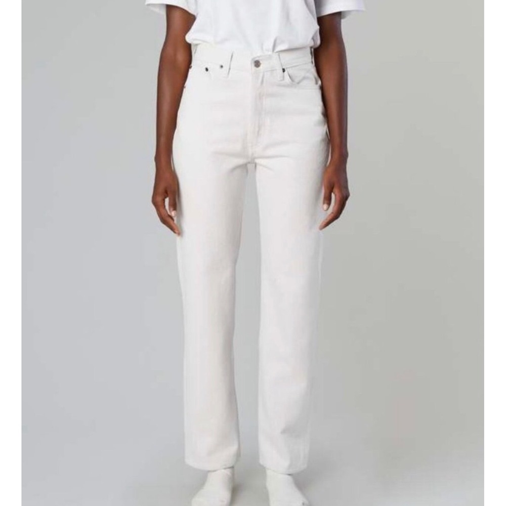 Still Here Tate Jeans Bone Off White High Rise Straight Leg - 29